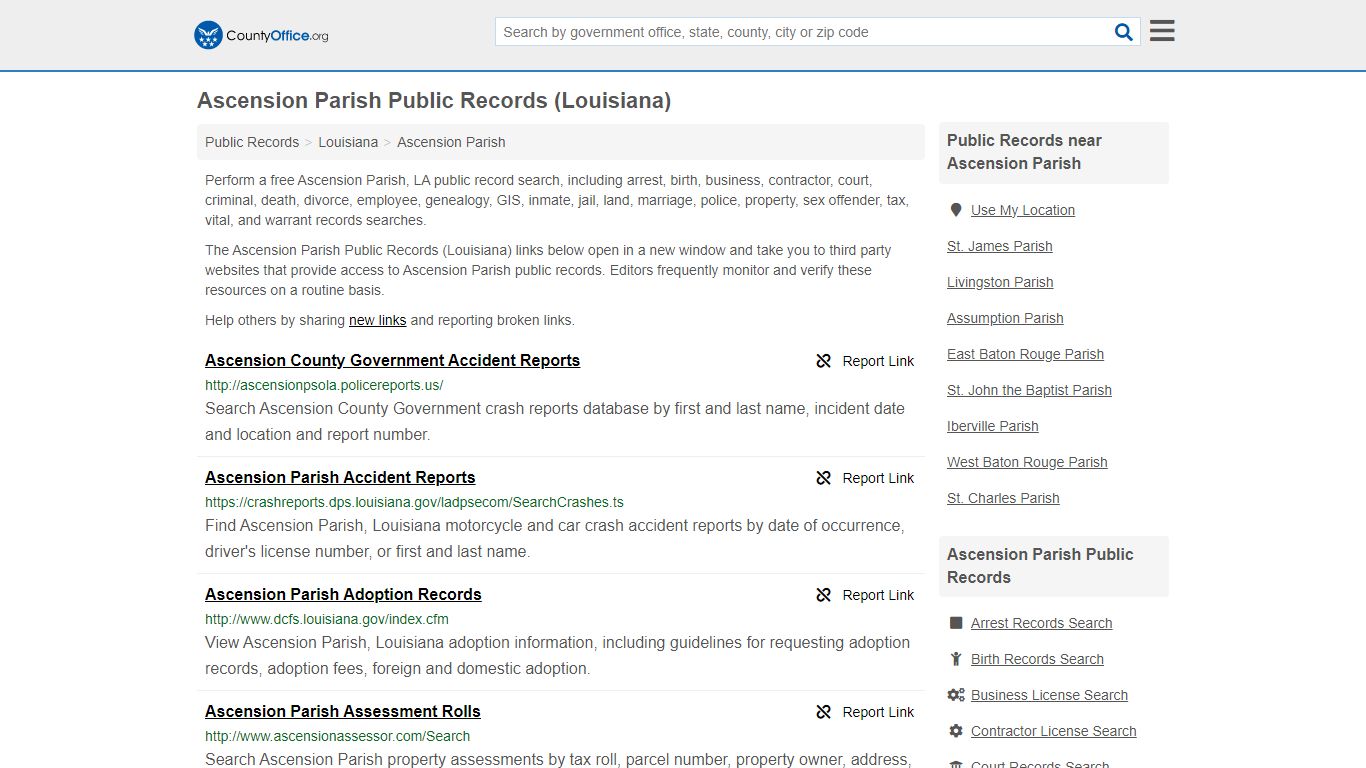 Ascension Parish Public Records (Louisiana) - County Office